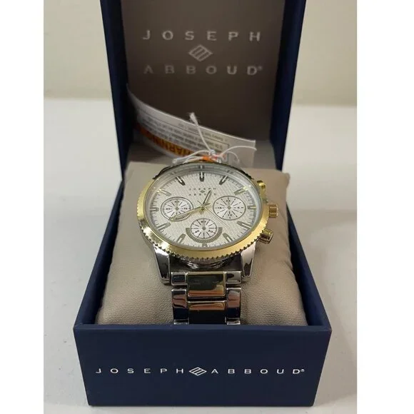 Joseph Abboud Silver/Gold-Tone White Dial Mens Watch In Original Box, New - Picture 7 of 14